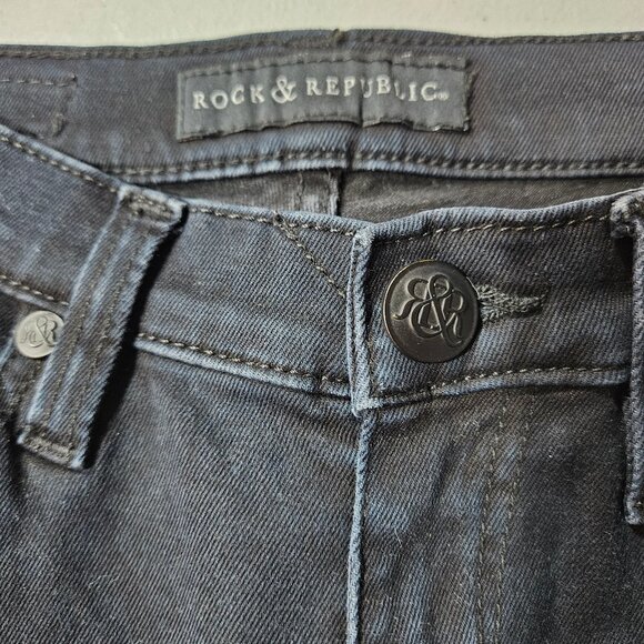 Rock & Republic - Size 10 Medium - Edgy Dark Denim Jeans - Picture 3 of 5